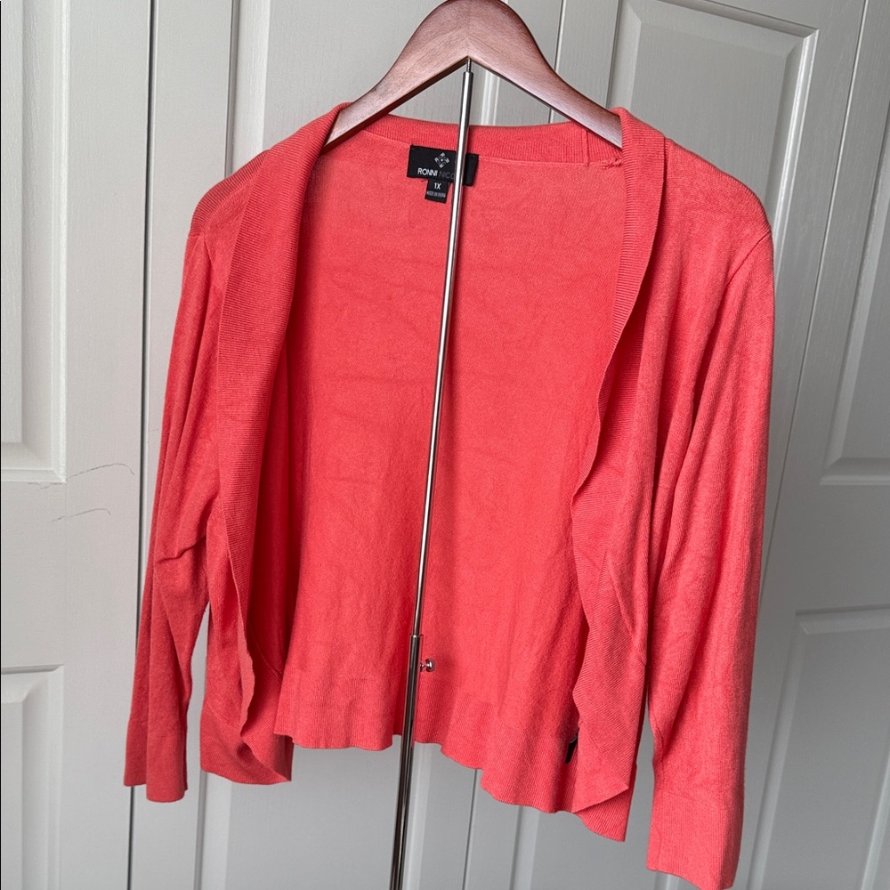 Roma Coral Open-Front Lightweight Sweater Cardigan